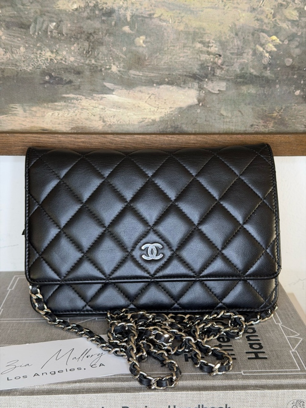 CHANEL Black Quilted Lambskin Crossbody with Silver Chain - Picture 4 of 12